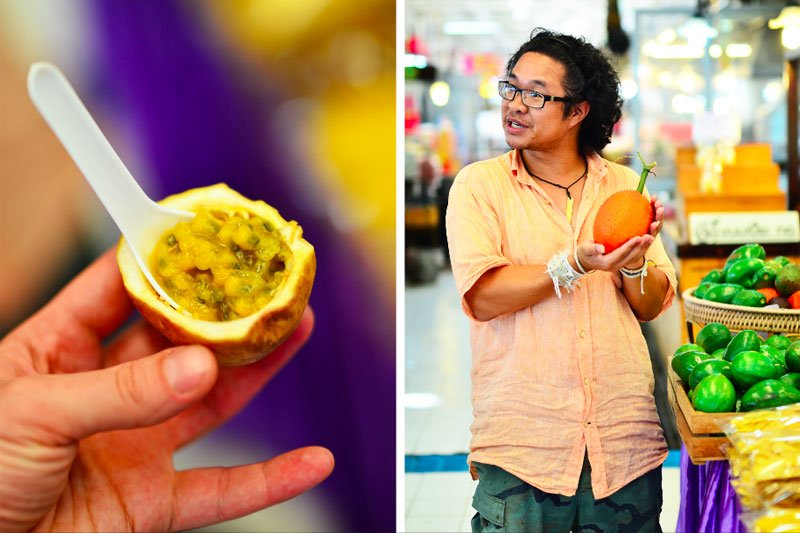 Tailandas, vyras maisto turguje