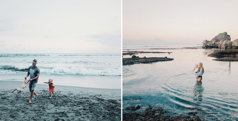 Jauna šeima paplūdimyje